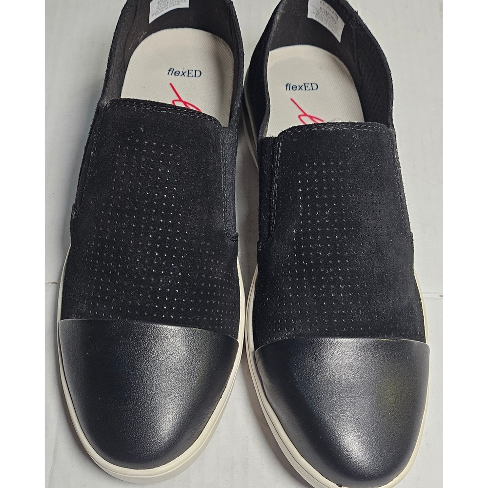 ED Ellen DeGeneres Aviana Sneakers Womens 6.5 Black Suede Leather Slip On Love